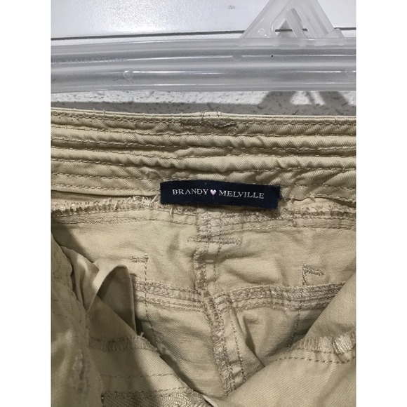 Brandy Melville Kim Cargo Pants OS Beige Utility Y2K Streetwear Low Rise Indie - Picture 4 of 8